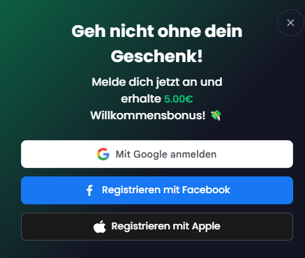 5€ Gratis bei Anmeldung
