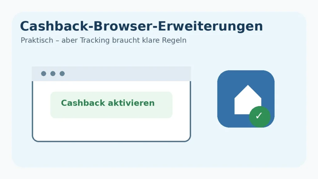 Illustration eines Browsers mit aktivierter Cashback-Erweiterung beim Online-Shopping