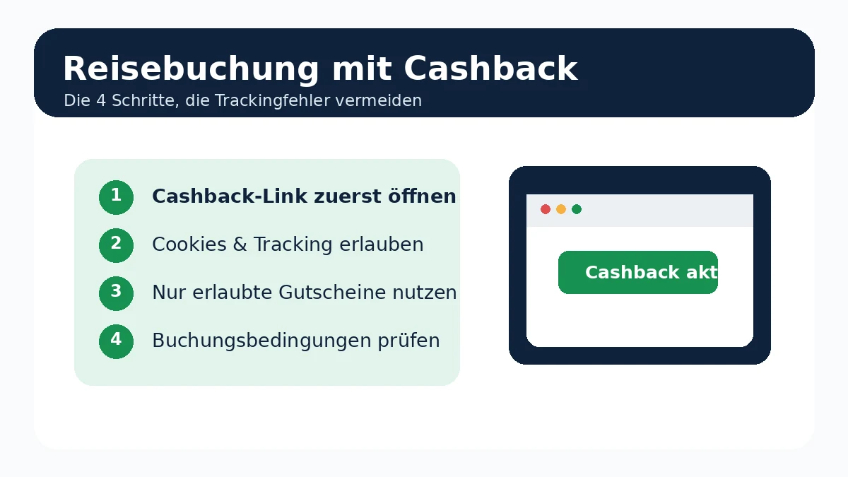 Checkliste für eine Reisebuchung mit Cashback ohne Trackingfehler