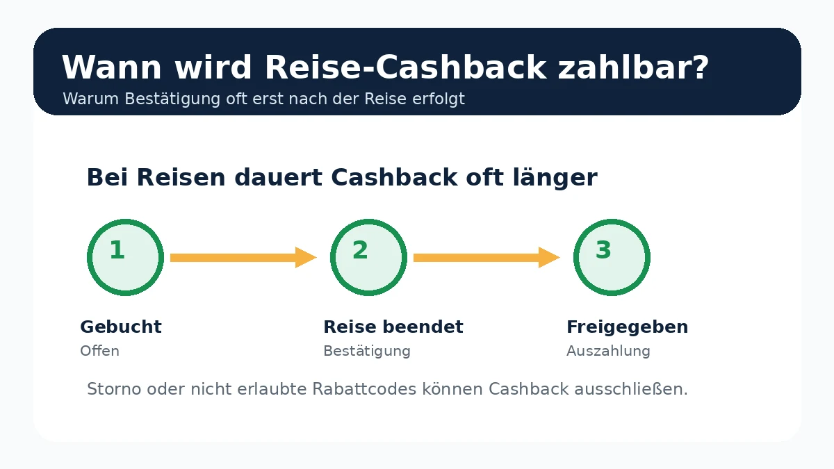 Ablauf von Reise-Cashback von der Buchung bis zur Auszahlung