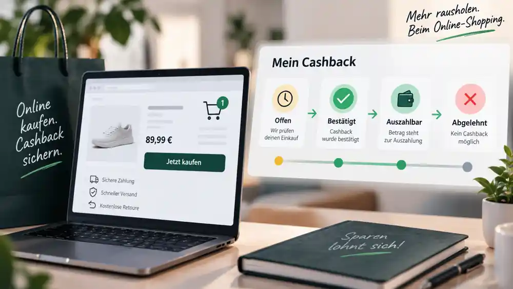 Cashback-Status von offen über bestätigt bis auszahlbar im Überblick